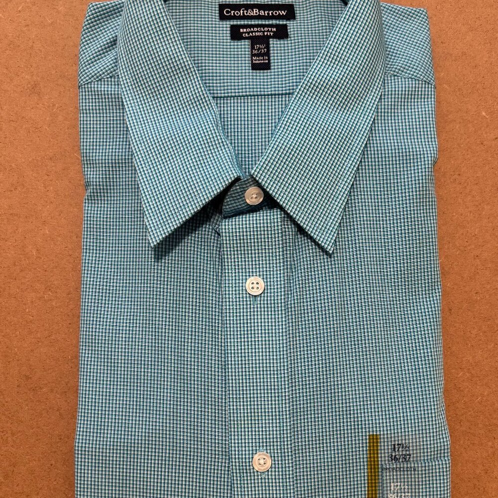 Blue and White Croft &  Barrow long sleeve button up